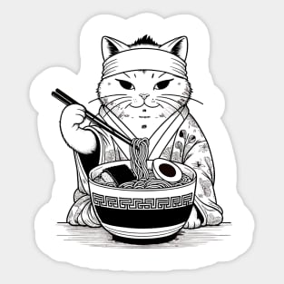 Retro Japanese Kawaii Anime Ramen Cat Sticker